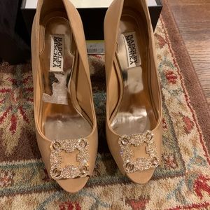 Badgley Mischka Nude Silk Gayla Heels